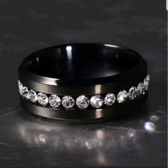 Fashion Men Women Stainless Steel black band ring - Picture 2 of 2